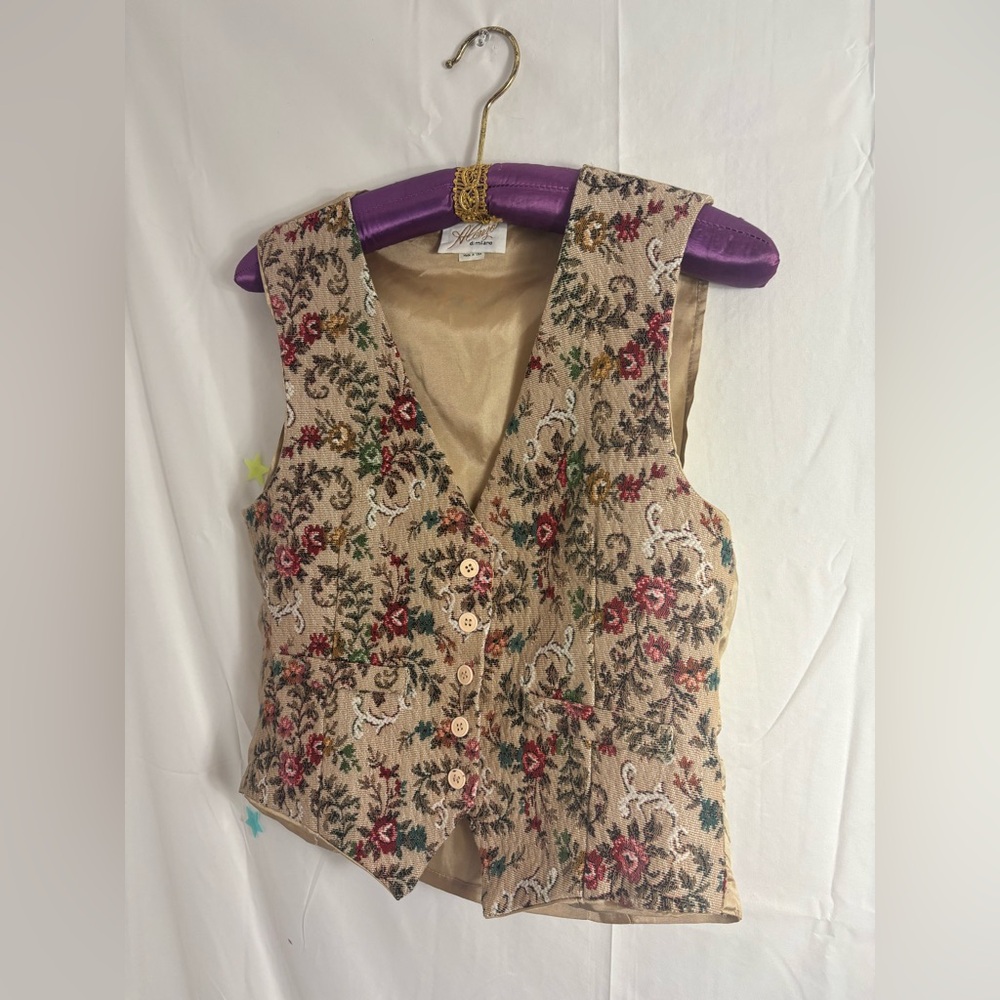 VTG Cottage core Cotton Blend Textured Button Down Vest Women’s Size M - Picture 10 of 13
